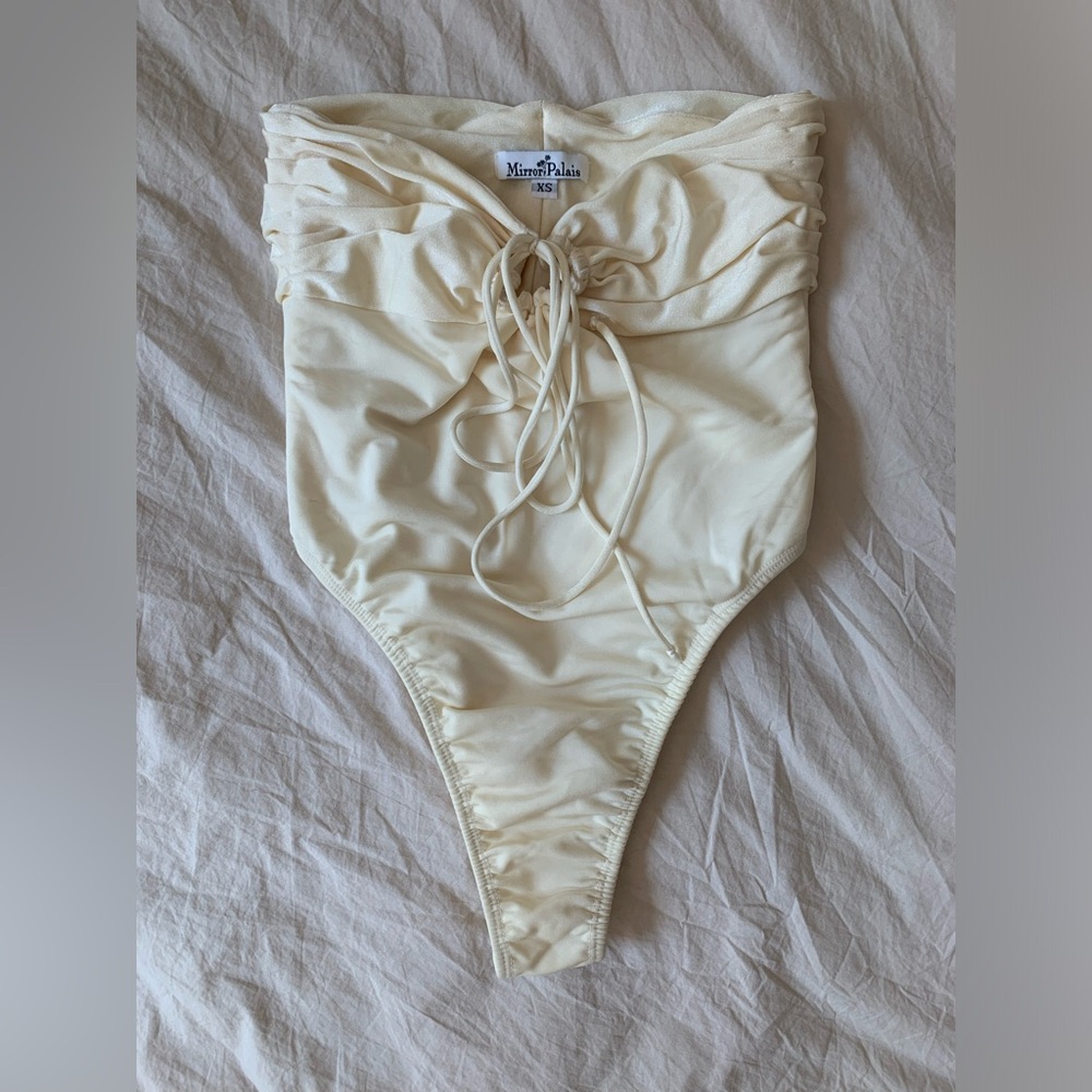 Mirror Palais Ivory Tie-Front Swimsuit